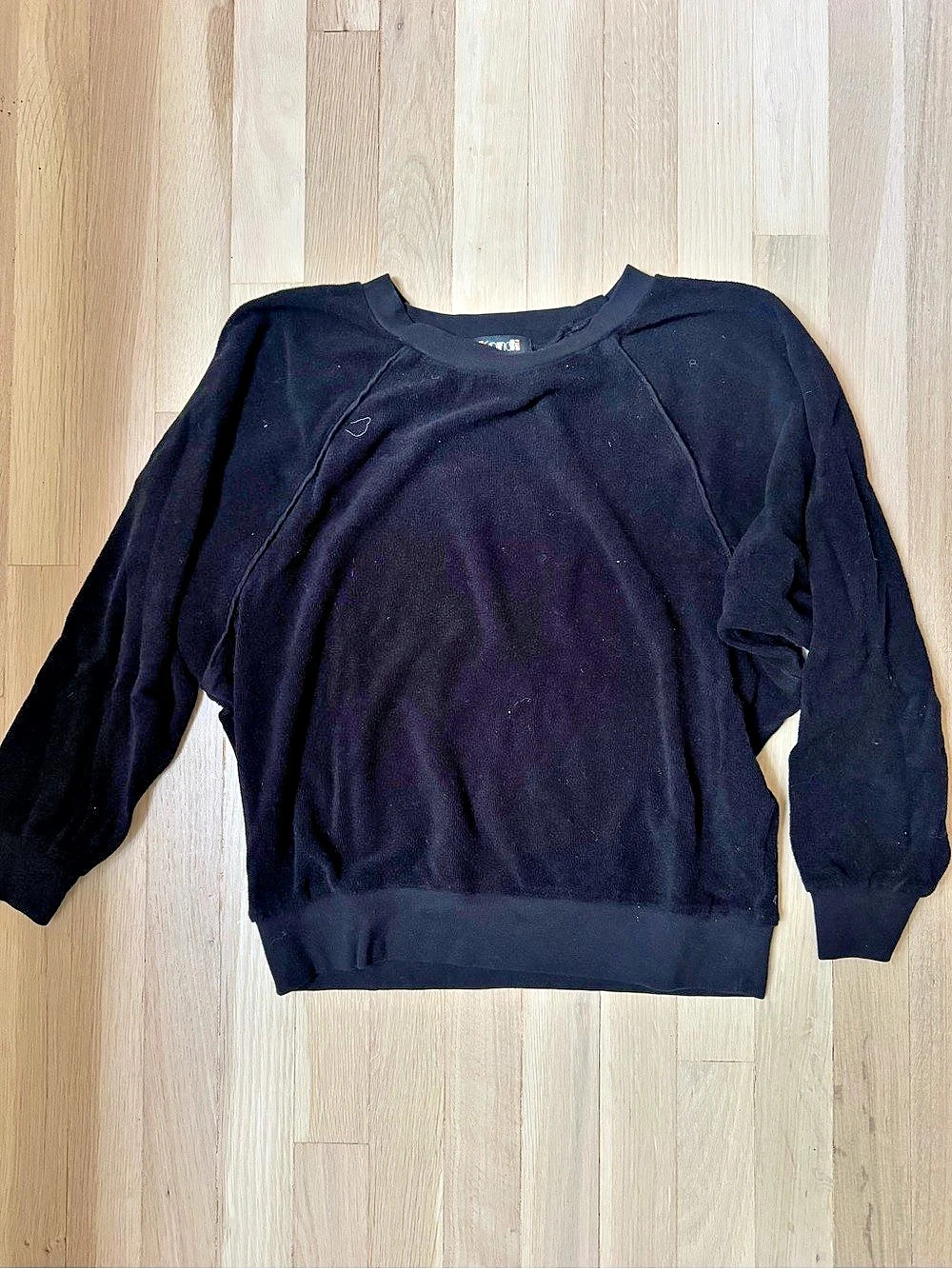 Suzi Kondi Black Cotton Terry Sweatshirt Size Medium